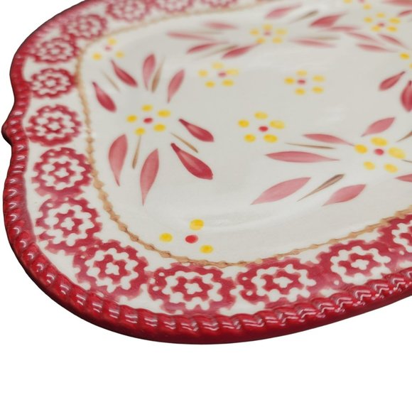 Temp-tations Old World Red Rectangular Floral Platters Appetizers Tea PD41 - Picture 7 of 7